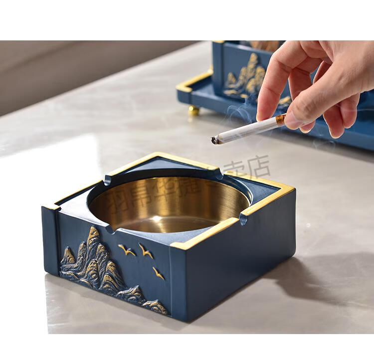 好看的新中式烟灰缸家用客厅潮流创意摆件办公室高端档茶几个性烟缸