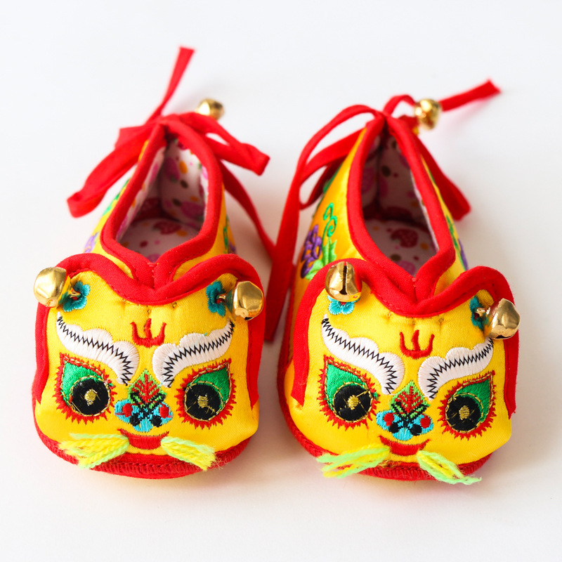 新款春夏唐装汉服鞋猫头鞋单鞋棉鞋周岁鞋刺绣学步鞋瑞央单鞋全红色
