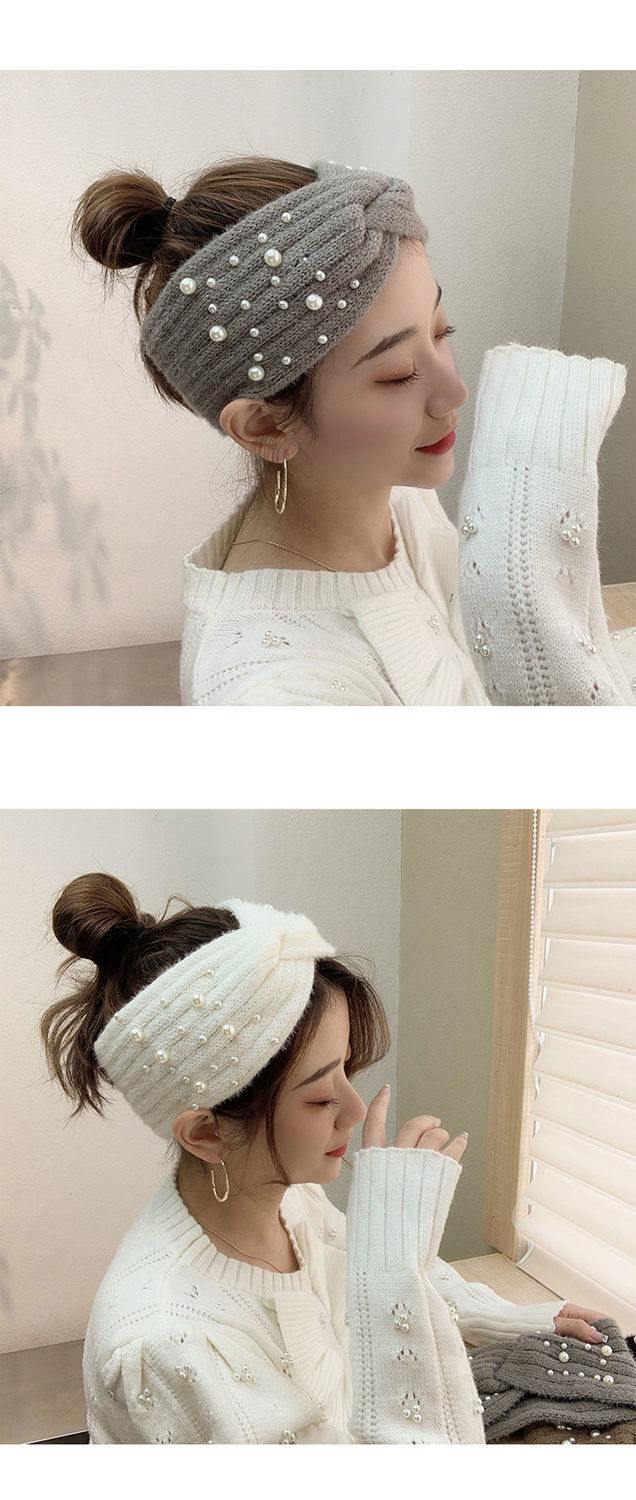 浙饰界森系仙珍珠毛绒发带秋冬外出韩国发箍女百搭仙女保暖丸子头头箍