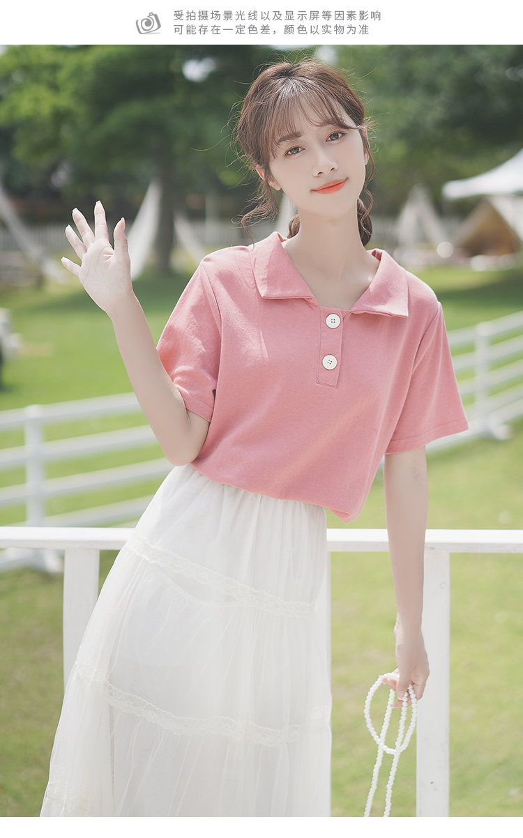 polo衫女装短袖设计感小众白色t恤女士2022新款棉麻上衣夏季ins潮白色
