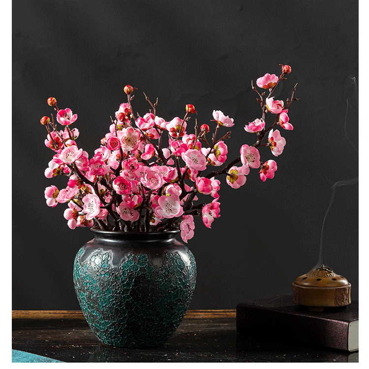 梅花仿真花高档花束梅花仿真花腊梅假花摆设客厅摆件装饰红梅干花束