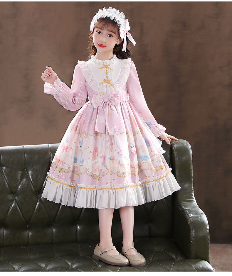 小黄鸭森活洛丽塔儿童公主裙长袖秋款连衣裙中大童9-12岁小女孩洋气lo