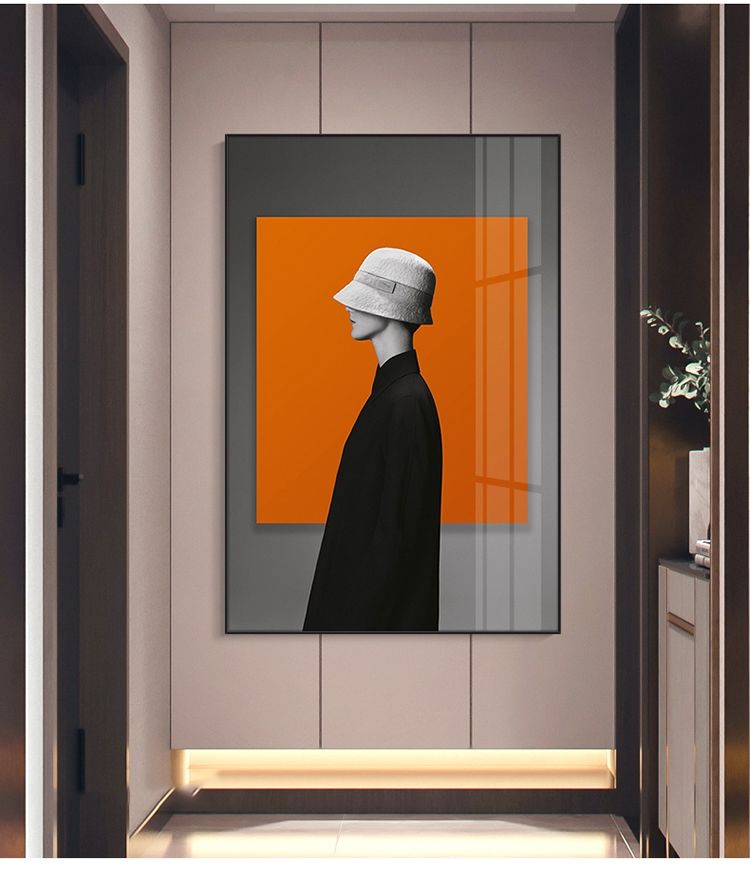 后现代轻奢玄关装饰画走廊个性人物客厅卧室竖版简约壁画餐厅挂画 摩