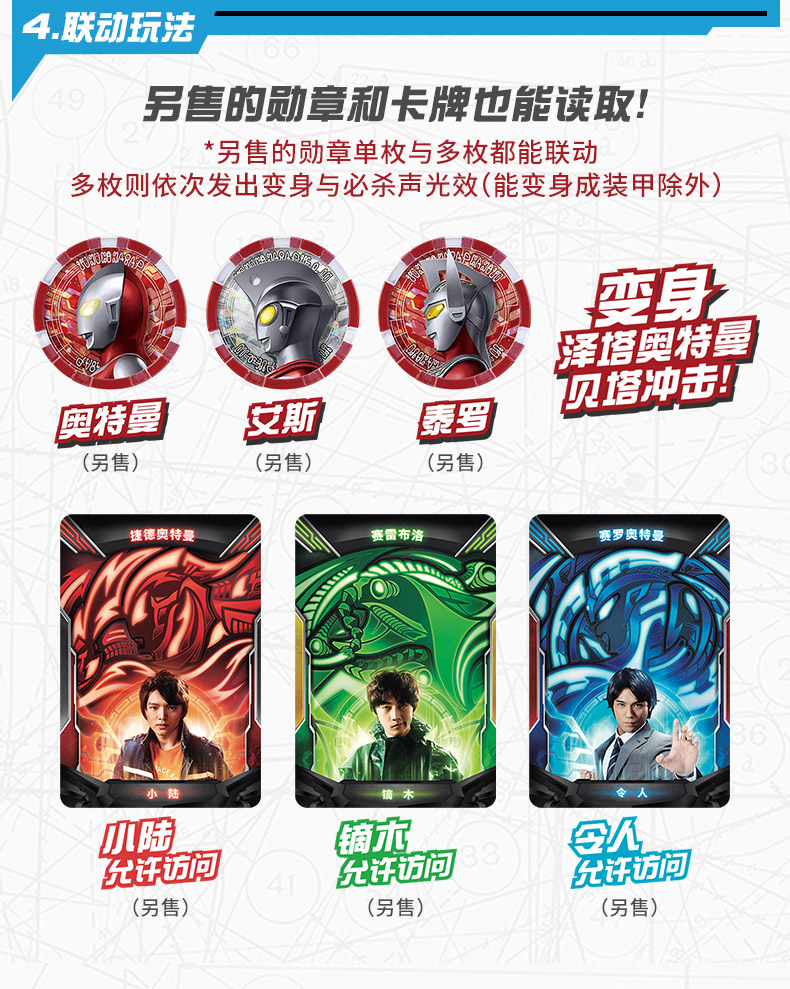 奥特曼卡片万代泽塔奥特曼升华器中文版变身器勋章德尔塔天爪卡片玩具