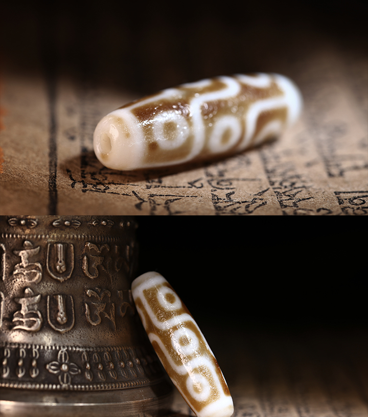 老凤凰 天珠西藏真品至纯白毫九眼天珠吊坠玛瑙手串项链男虎牙直播