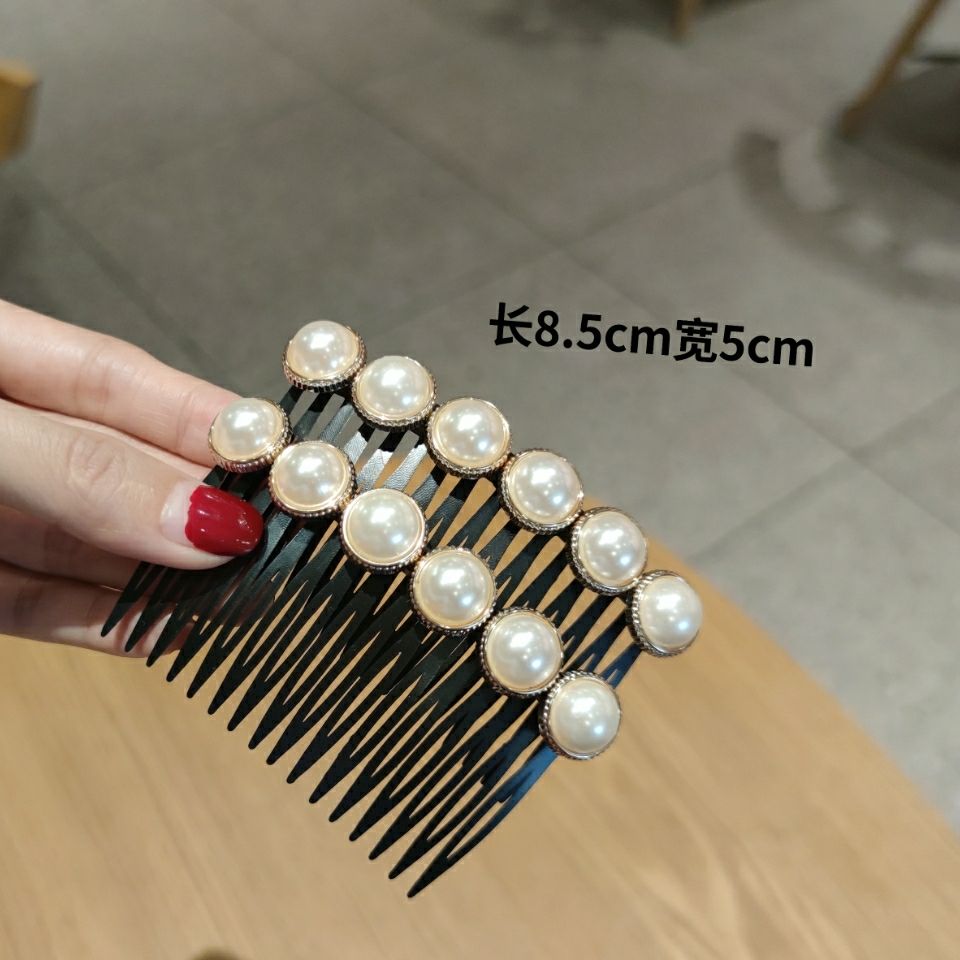魅丽饰季花朵珍珠发梳女韩版插梳塑料带齿防滑发卡刘海碎发成人学生