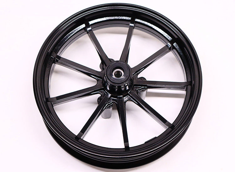 电动车10 12寸九爪轮毂猴子小龟电摩改装铝合金前轮轮圈碟刹 10寸九爪