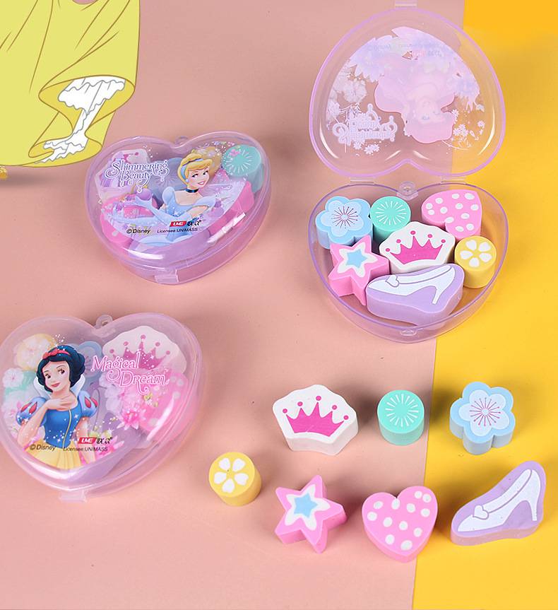 迪士尼(disney)可爱橡皮擦公主皇冠橡皮小学生女铅笔擦盒装儿童创意