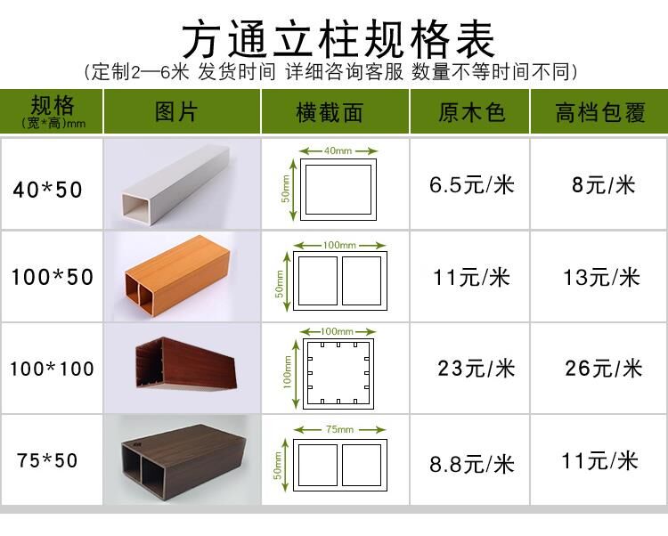 生态木方通吊顶生态木立柱隔断玄关假梁天花绿可木7550方木材料金檀