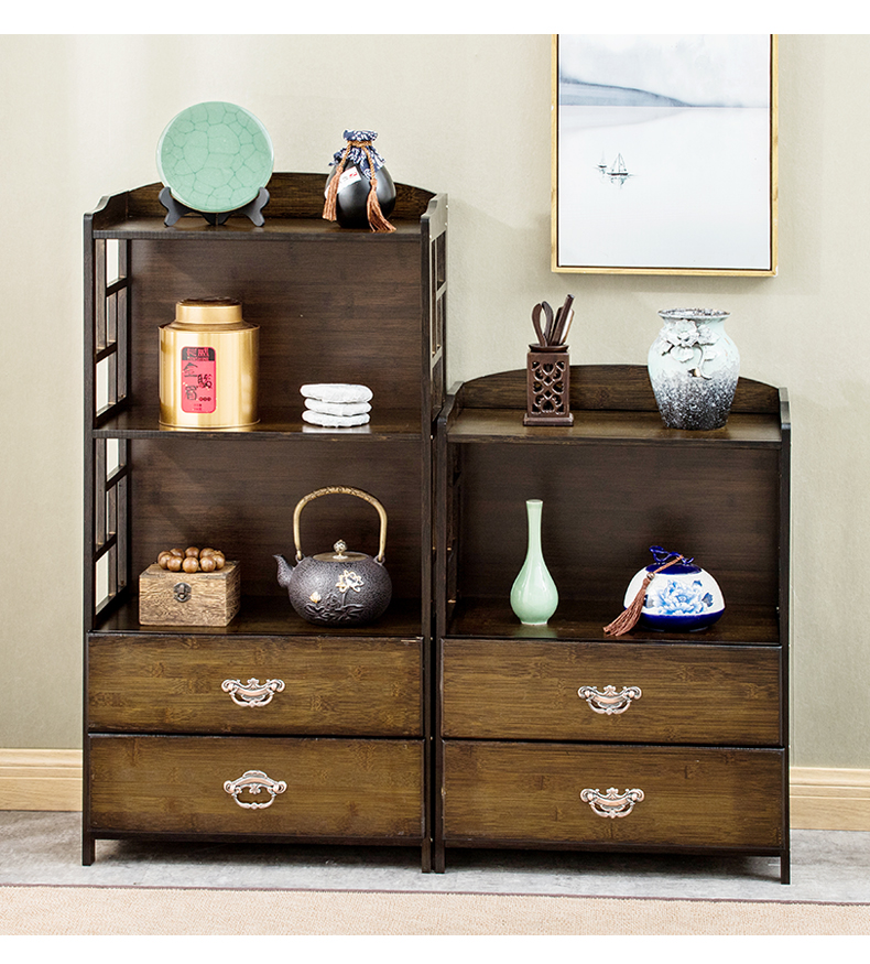 新中式茶柜架茶水柜桌架书架储物柜茶台多层茶边柜竹实木客厅茶具