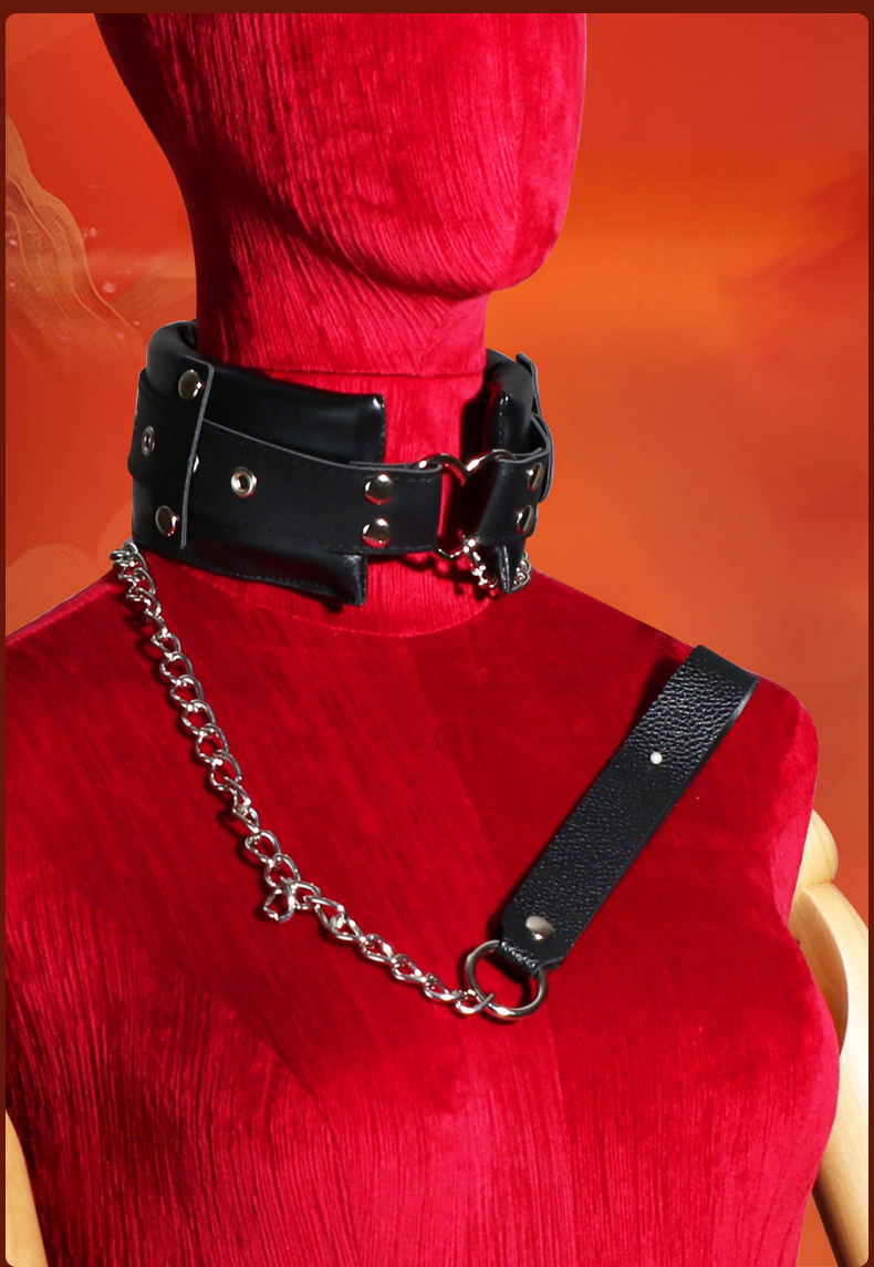 sm情趣项圈链男女性用品玩具狗脖套奴链子柔面套黑色柔面套黑色