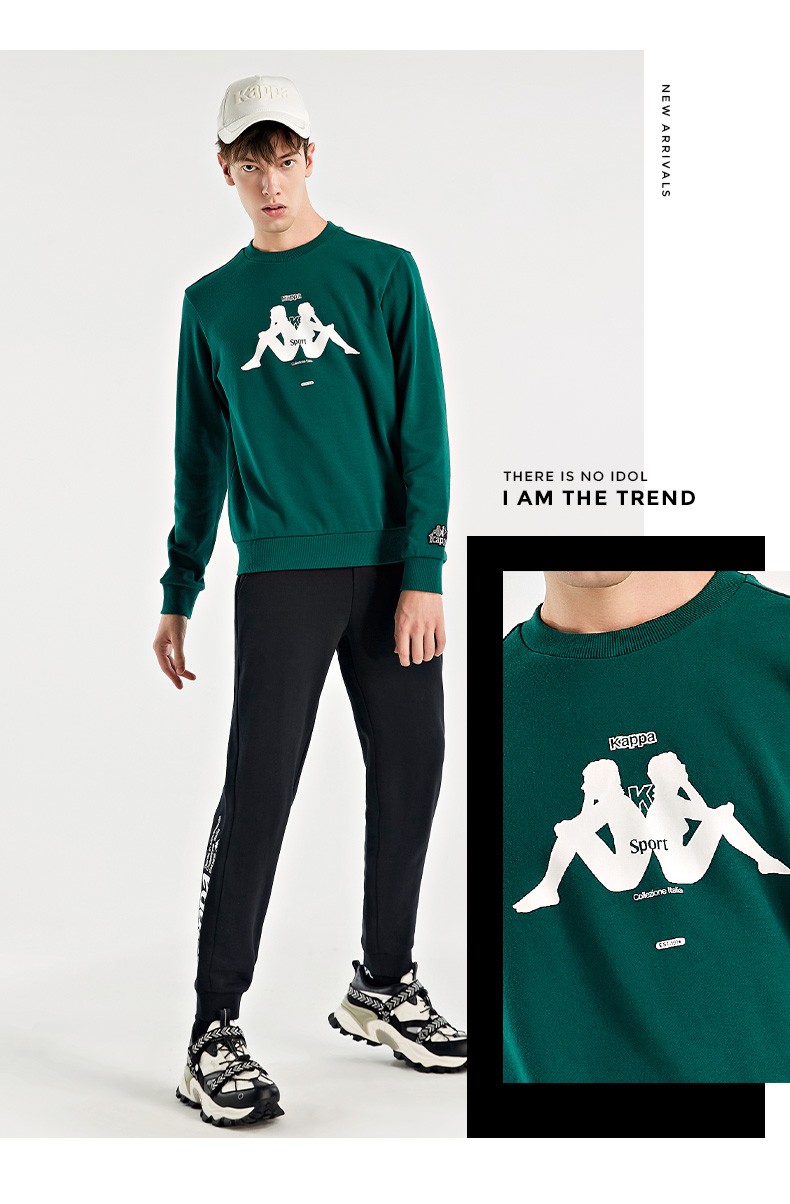 kappa卡帕运动套装2021新款春男运动套装休闲套装卫衣长裤黑色990m