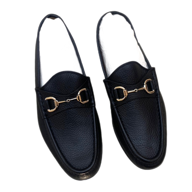 gucci古驰男士马蹄扣荔枝皮乐福鞋cm黑色系英码8