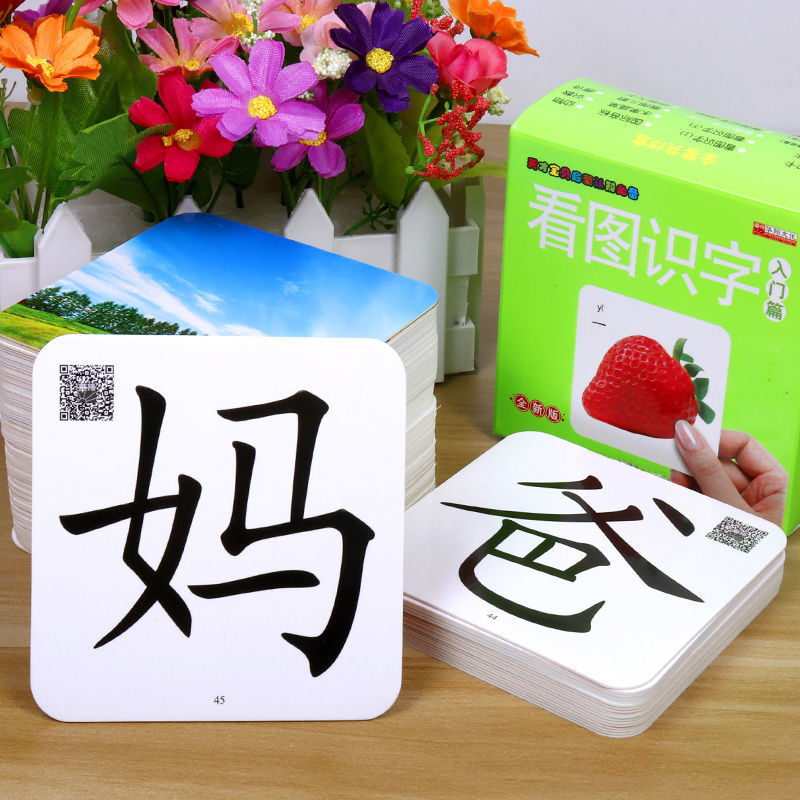 识字卡片学龄前儿童幼儿启蒙看图认字早教书036岁幼儿园汉字卡5盒自选