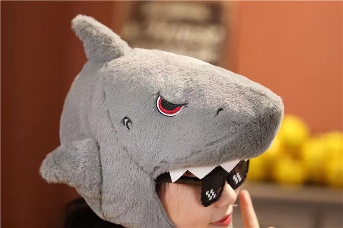 日韩ins可爱头套搞怪鲨鱼恐龙头套保暖拍照表演道具大白鹅头套可调节
