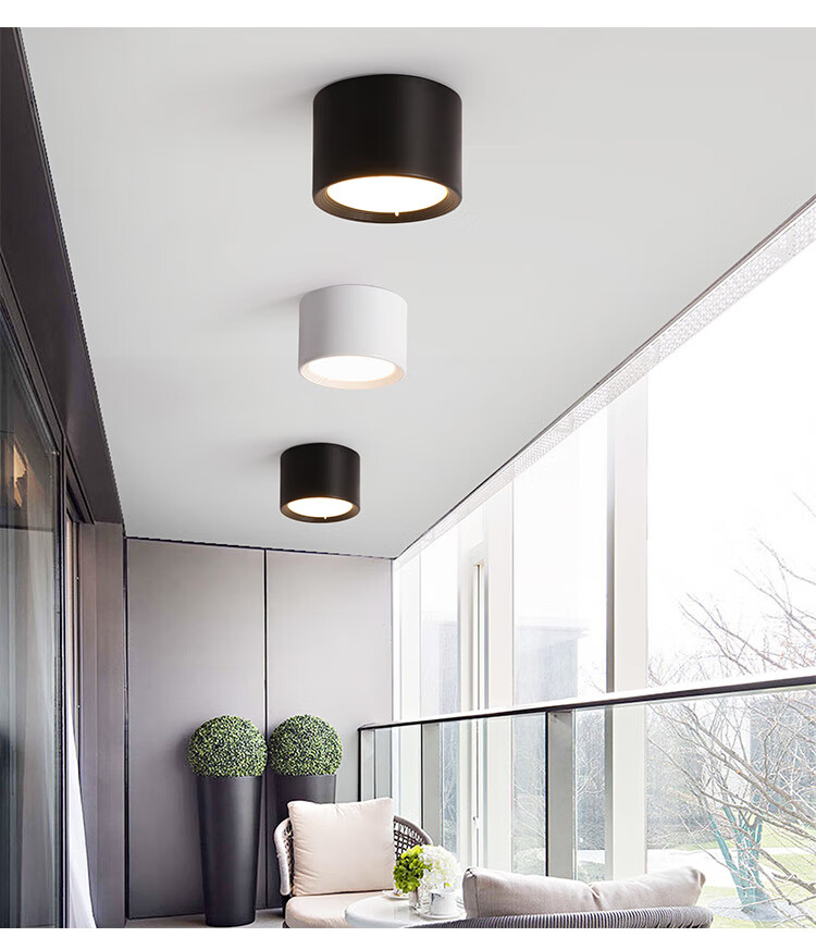 顶明装筒灯led3w5w12w薄过道天花灯免开孔原木色玄关筒灯木纹大号12w