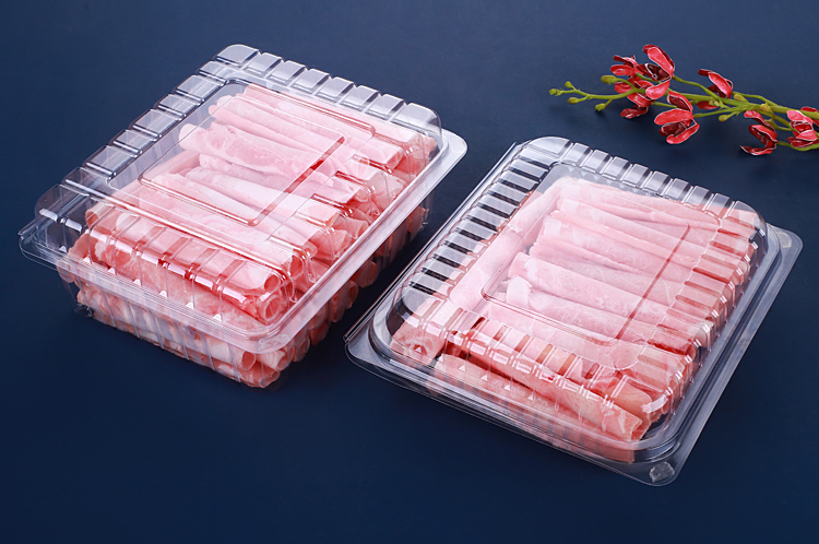 一斤装羊肉片包装盒羊肉卷牛肉卷盒一次性透明塑料保鲜盒可狄500克装
