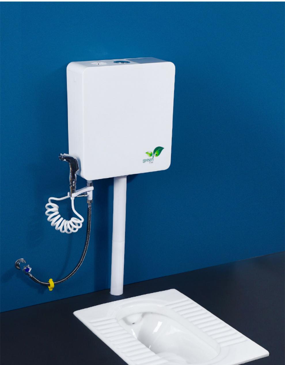 家用陶瓷蹲便器冲水箱套装卫生间蹲厕蹲坑式厕所防臭便池a款带弯前排