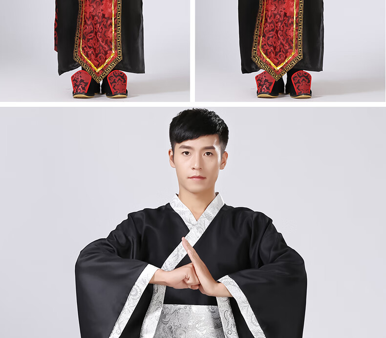 绘自然新款古装服装男汉服男士曲裾臣子官服汉朝大臣书生汉服直裾深衣