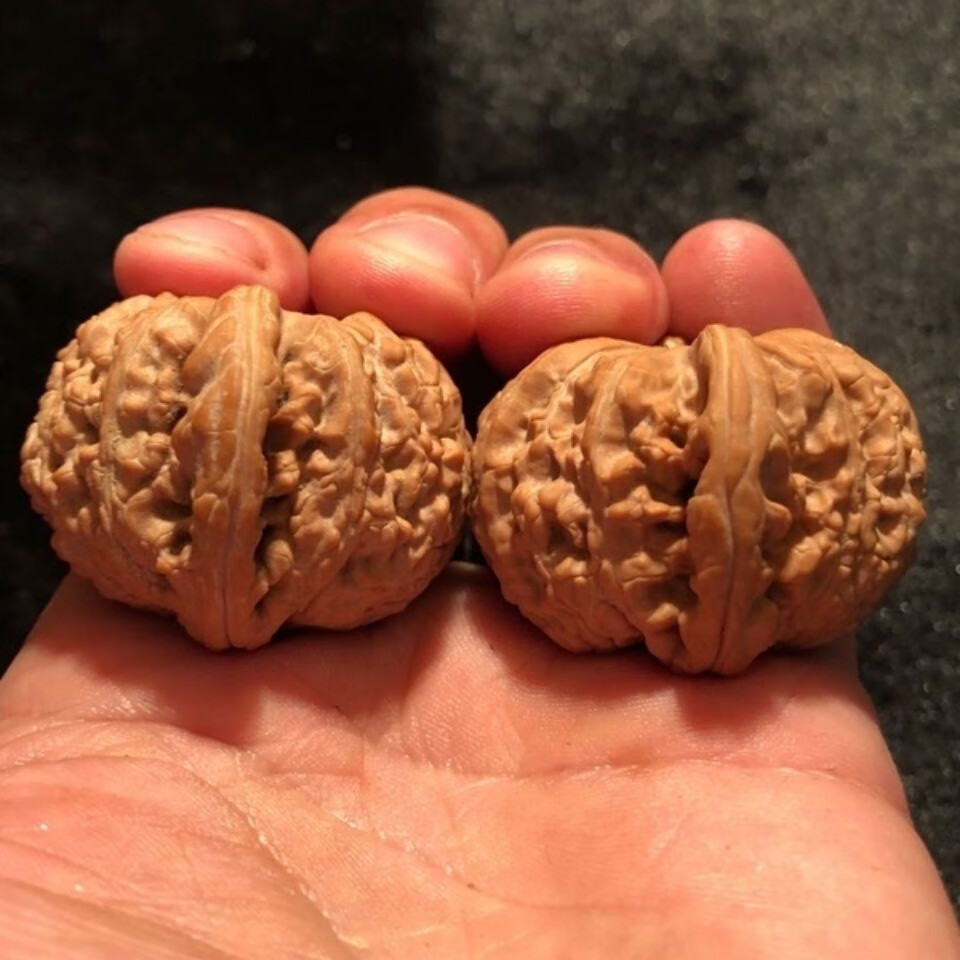 文玩核桃三角闷尖白狮子头古玩手玩老树粗筋小尺寸手捻盘玩手把件 闷