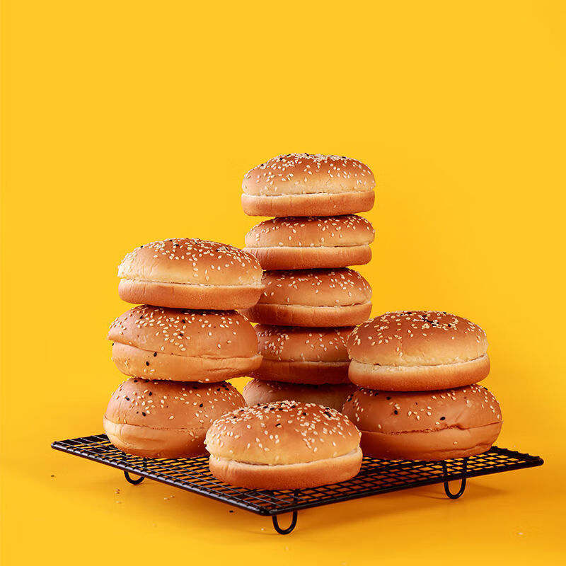 包早餐汉堡kfc肯德基即食面包胚整箱批发 6对 奶酪酱6袋 汉堡纸6张