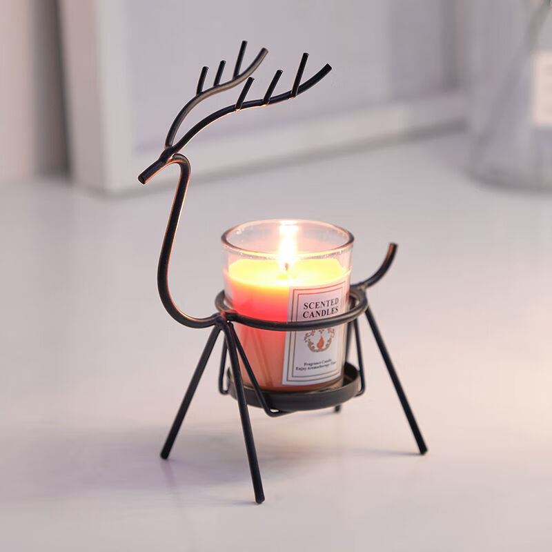 卧室桌面装饰室内香氛置物架子黑色香薰蜡烛架子薰衣草有火香薰小鹿款