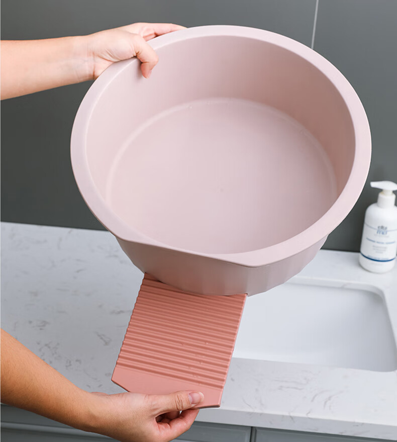 uhfw 阳台洗衣盆带搓板家用卫生间大号加厚塑料搓衣板洗衣盆一体洗脸