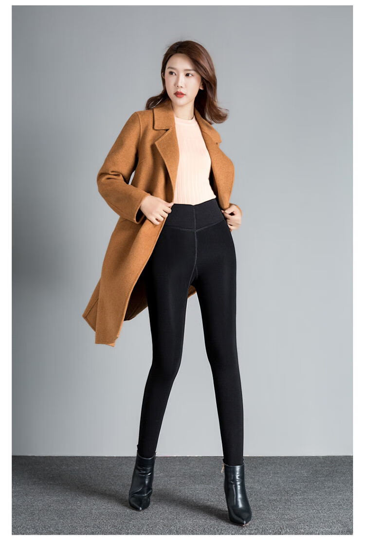 冬季高腰保暖打底裤女东北绒裤女外穿加绒加厚羊毛高腰无缝踩脚一体