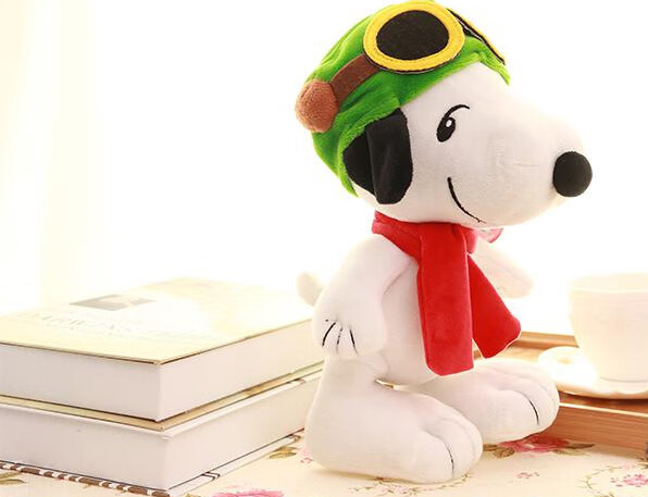 狗布娃娃可爱狗狗玩偶陪玩陪睡抱枕送女神小孩惊喜 戴帽飞行员史努比
