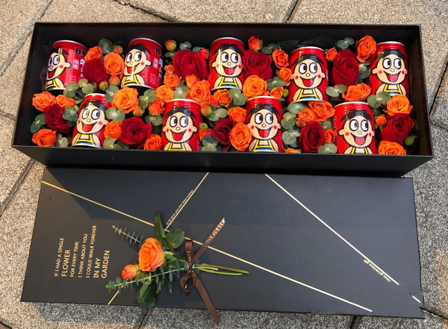 花束北京上海同城玫瑰花送女友女神鲜花配送礼物旺仔圆形礼盒不含花瓶