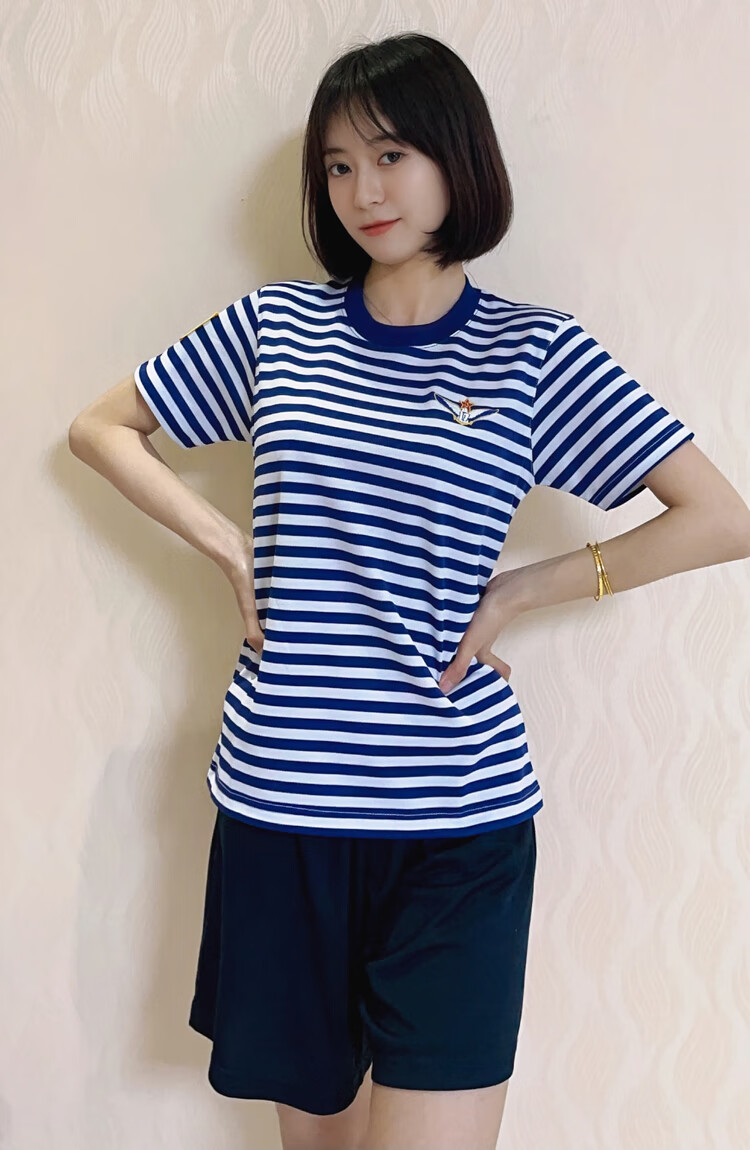 休闲 海军衫海军t恤套装突击队水手服海魂衫海旗新款军训双标速干子