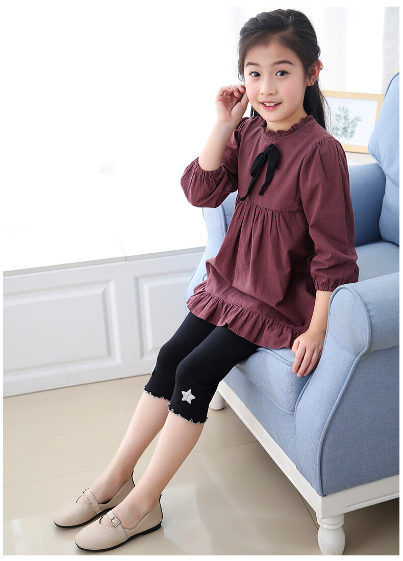 薄款儿童打底裤外穿夏天七分裤女孩夏装宝宝安全短裤1618粉色160cm