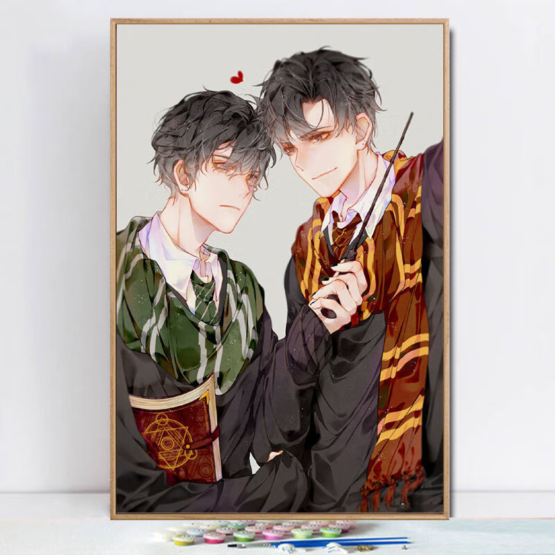 数字油画 动漫伪装学渣谢俞贺朝数字油画手工填色画画