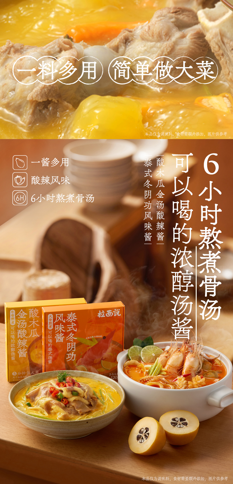 拉面说复合调味料料理包底料冬阴功汤料酸木瓜金汤火锅底料4盒装4盒