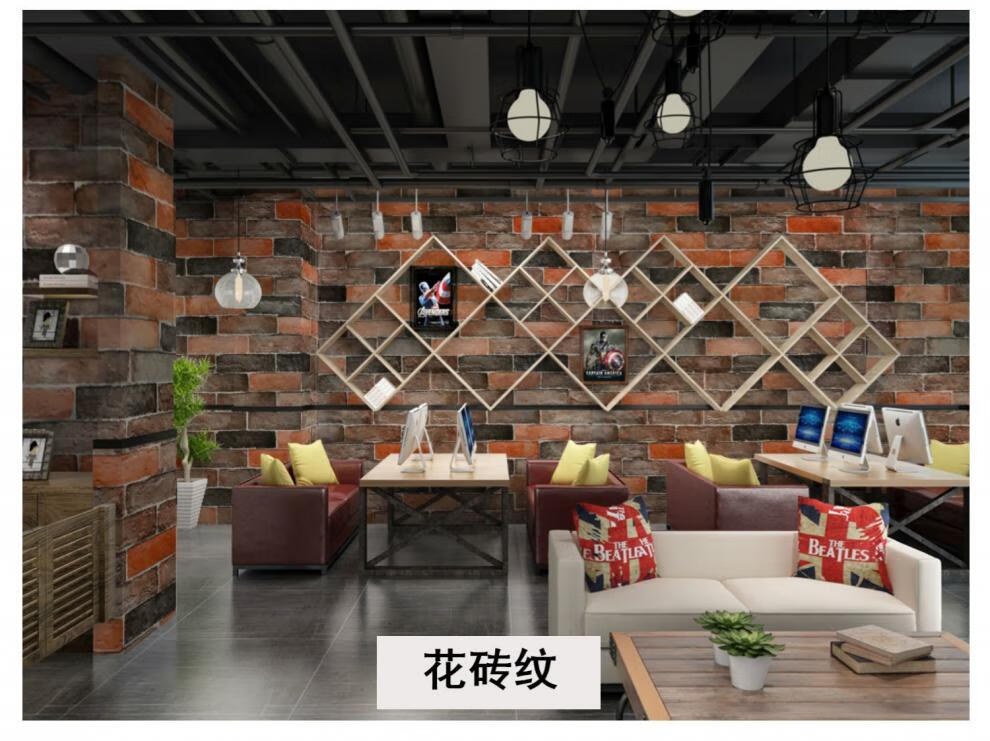 外墙贴纸 外墙贴纸墙砖自粘复古红砖墙纸砖块饭店餐馆仿古假砖砖纹