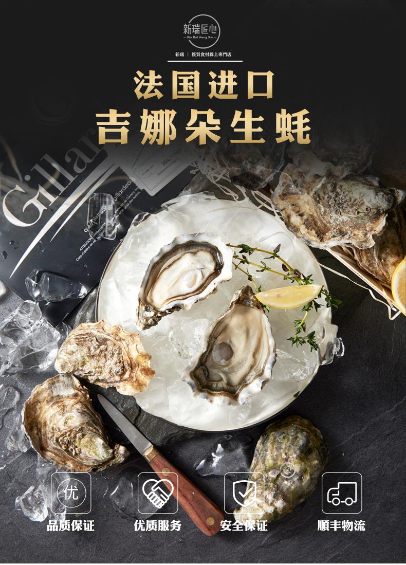 法国 巨型吉娜朵n00 6只 特大生蚝 原装木箱 进口 鲜活/吉拉多 xxxxl