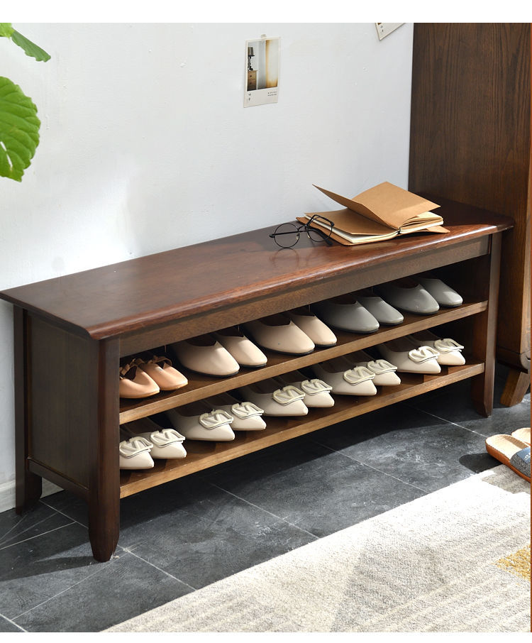 换鞋凳鞋柜一体家用门口可坐实木换鞋长凳进门多层收纳穿鞋凳箱式三层