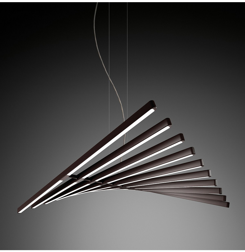 派钦设计师鱼骨吊灯餐厅灯北欧极简线性办公室长条灯具别墅客厅大吊灯