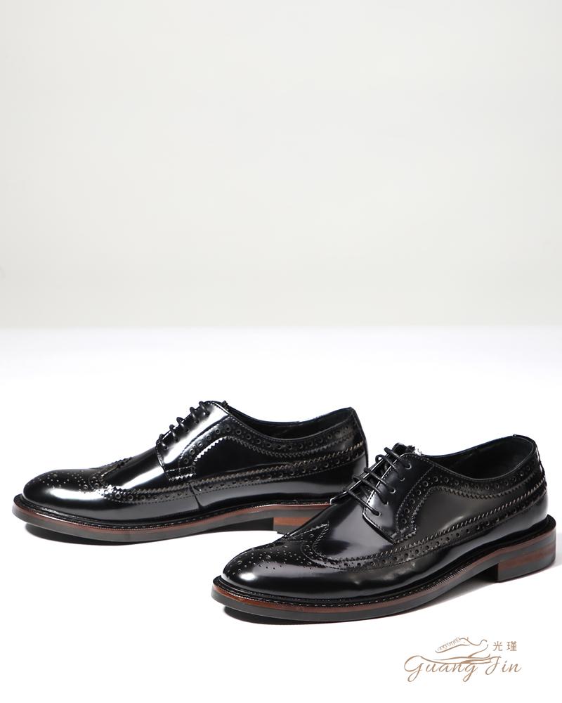 光瑾guangjin高端品牌皮鞋男意大利手工德比鞋英伦风雕花皮鞋男真皮