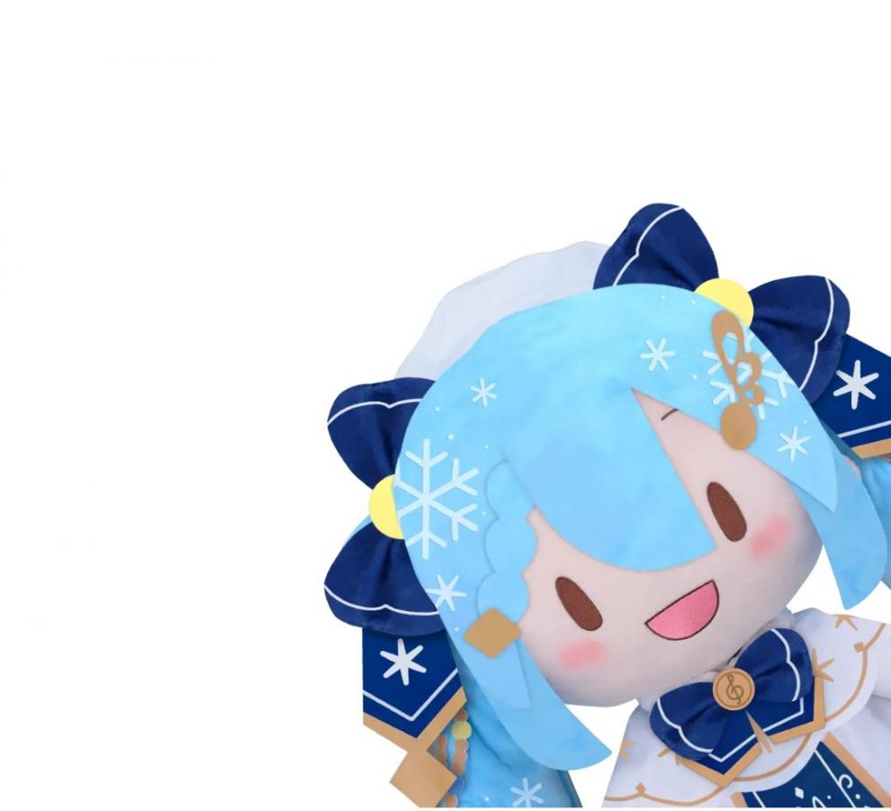 世嘉sega 雪初音未来fufu 蝴蝶结 布偶玩偶可爱毛绒公仔抱枕娃娃周边