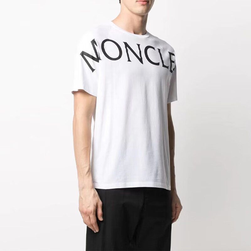 moncler蒙口短袖男士t恤短袖2022年新款字母logo圆领纯棉短袖白色s