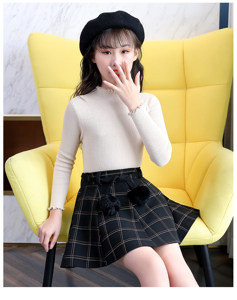 优优1点女童半身裙秋冬洋气新款儿童女孩秋装外穿中大童洋气百搭毛呢