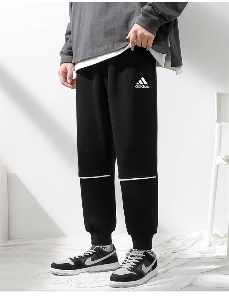 aididas阿迪达斯三叶草灰色裤子男韩版潮流宽松运动裤男士小脚裤