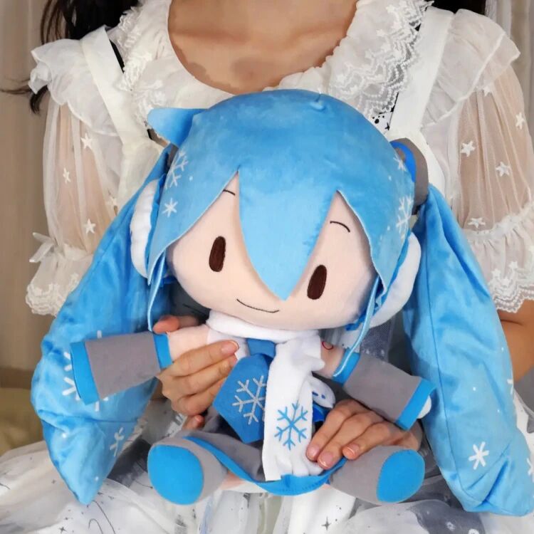 sega世嘉初音未来fufu雪初音雪未来蝴蝶结毛绒布偶趴趴女孩娃娃现货