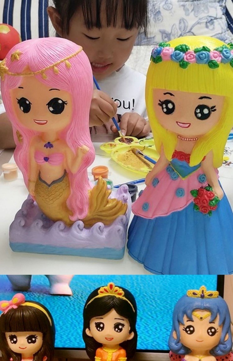 陶瓷画画上色石膏 陶瓷画画上色石膏儿童手工娃娃模具diy涂色彩绘白胚