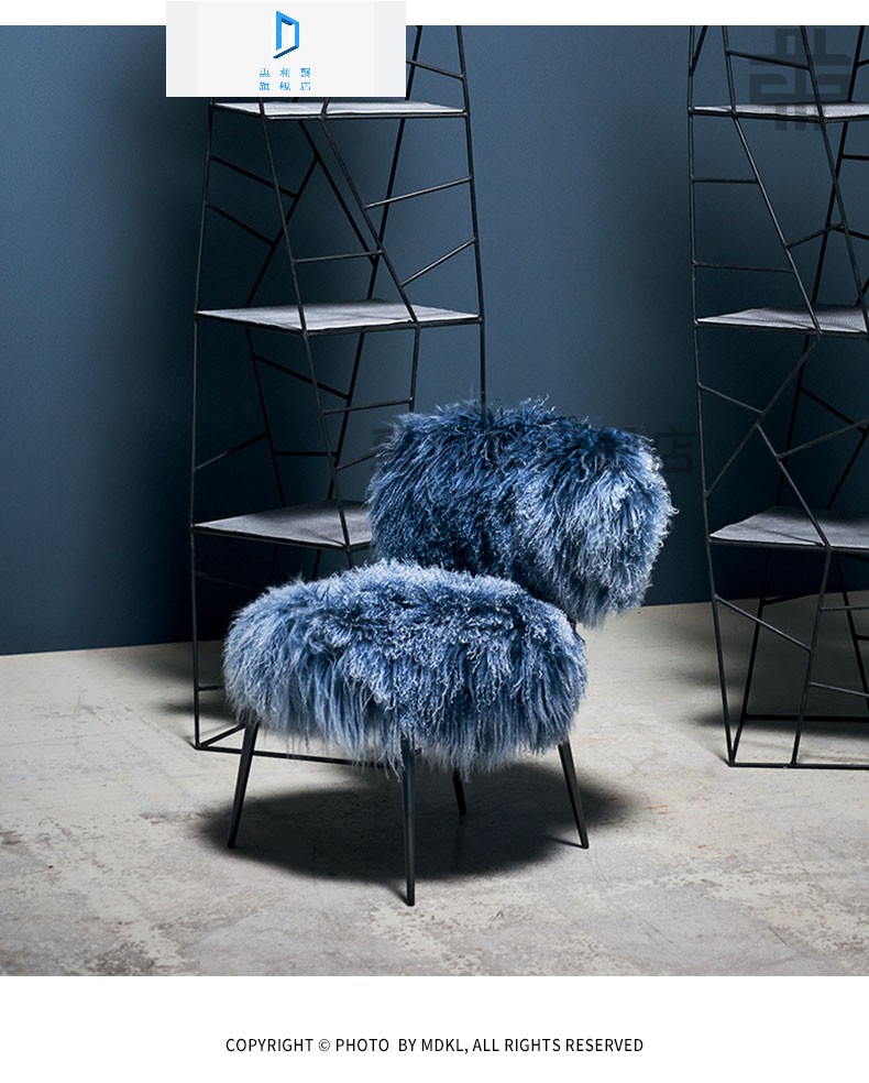 喜奇隆 化妆椅梳妆椅卧室椅子意式轻奢baxter沙发椅羊毛休闲椅单人椅