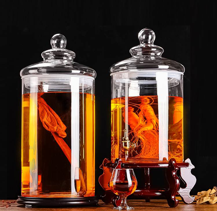 轻奢高端加厚大容量泡酒玻璃瓶50斤100斤酒缸家用药酒罐专用酿酒坛子