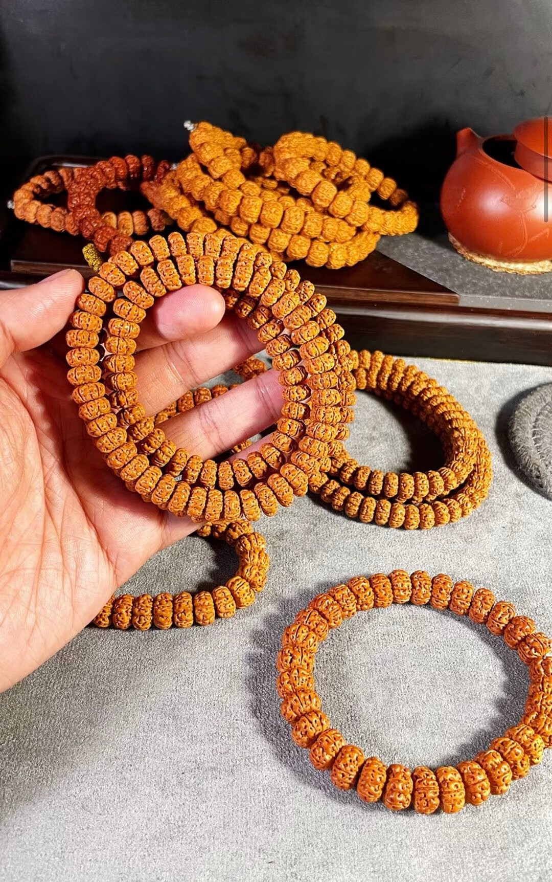 旗舰京品飞碟航母小金刚菩提子108颗5瓣梅花双龙矮桩盘龙纹男女佛珠