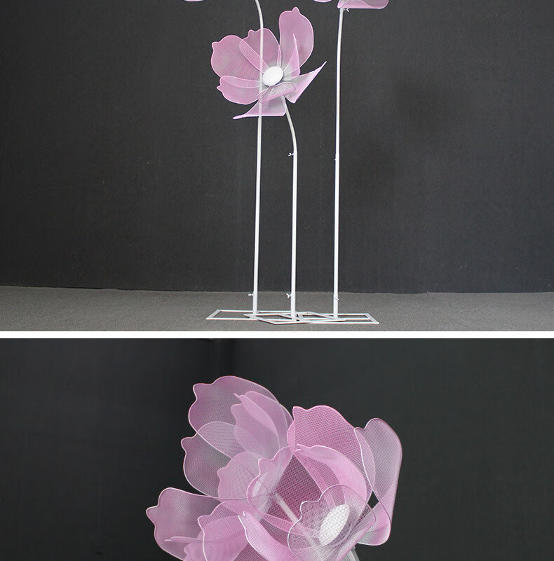 当精工艺 铁艺帝王花婚庆道具发光路引手工彩绘花朵装饰摆件 帝王花