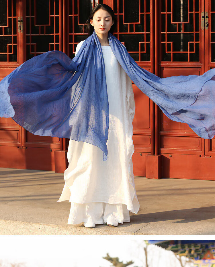 禅舞服女人服装禅修服女秋冬中国风飘逸棉麻白色宽松禅意佛系修行衣服